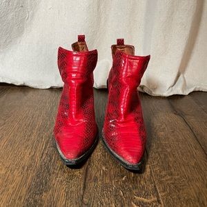 Jeffrey Campbell (FP) Red Snake Skin Western Booties